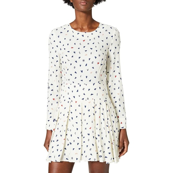 Love Moschino Elegant White Viscose Dress with Designer Detail NWT